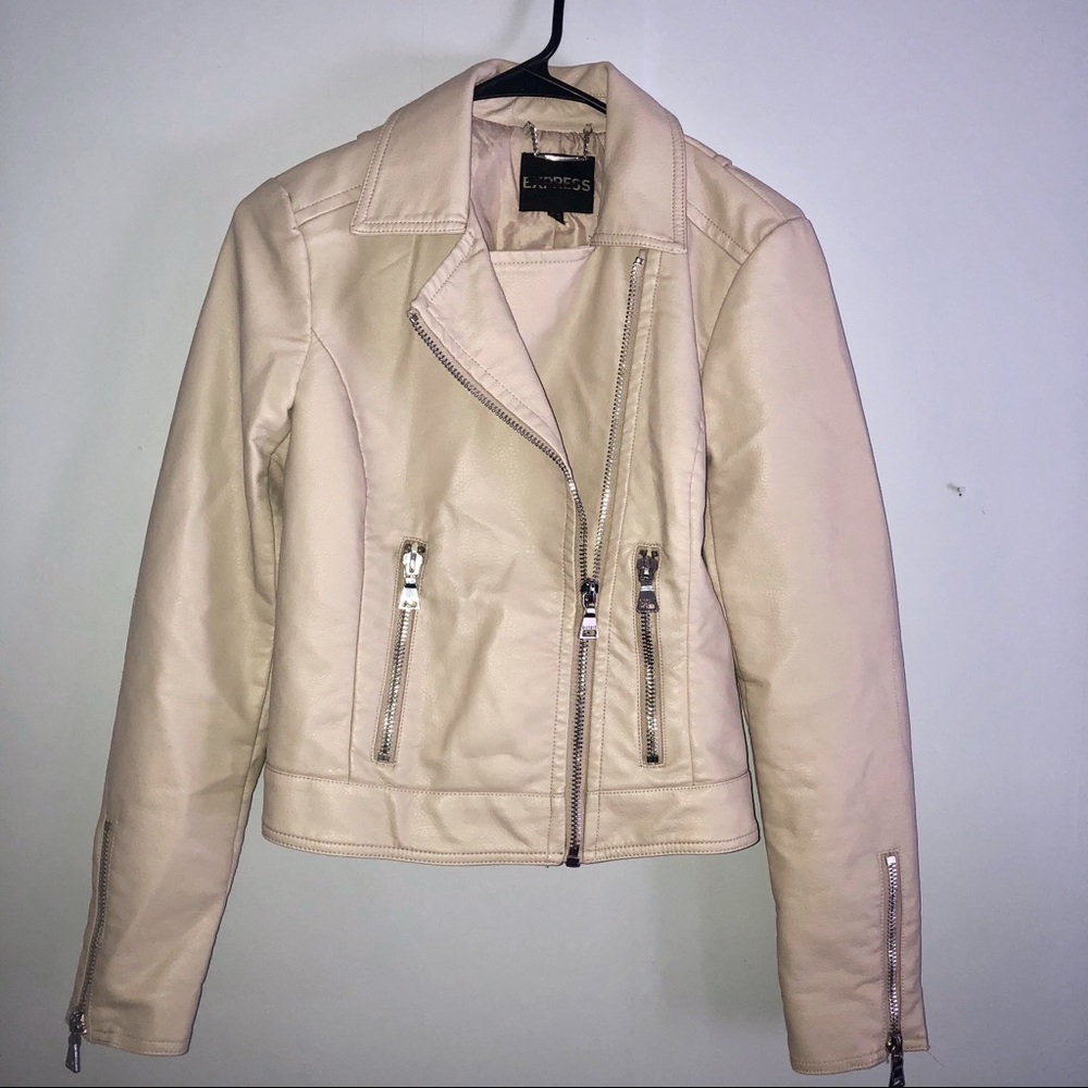 Express Nude Faux Leather Moto Jacket